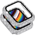 thumbnail image 1 of Compatible with Apple Watch Case with Screen Protector for Apple Watch Series 6/5/4/3/2/1, Bling Case Diamond Tempered Glass Protective Cover (Silver, 42mm), 1 of 9