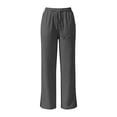 thumbnail image 4 of hoksml Women's High Waist Wide Leg Pants, Casual Drawstring Linen Pants with Pockets and Side Slits, 4 of 9