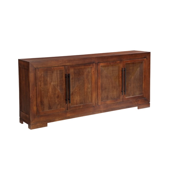 Taran Designs Lawrence 4-door Geometric Solid Wood Sideboard in Dark Brown