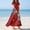Deep Red, variant on Women's Summer Flowy Maxi Dress American Flag Print 4Th of July Dress,Elegant Short Sleeve Flowy Beach Boho Dress