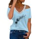 thumbnail image 1 of Gibobby Camisas mexicanas con cuello en V para mujer Blusa de manga corta con estampado de diente de león y cuello en V de verano para mujer(Azul claro,M), 1 of 5