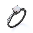 thumbnail image 3 of JeenMata Stylish Prong Setting 1 TCW Round Shape Rainbow Opal and Moissanite Infinity Pave Accented Engagement Ring in 18K Black Gold Plating over Silver, 3 of 7