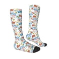 thumbnail image 3 of Daiia Sports Socks Summer Stamp Printed Novelty Crew Socks for Men Women Knee High Socks Cotton Socks Soft & Breathable Support Unisex Socks, 3 of 9