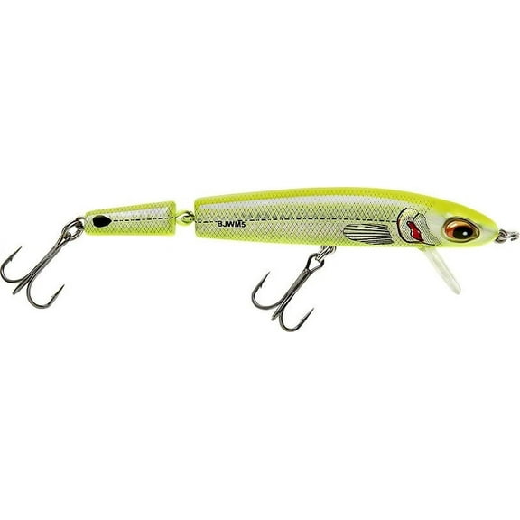 Bomber Jointed Wake Minnow Crankbait 5 3/8" Chartreuse Herring 3/4 oz.