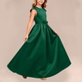 thumbnail image 7 of ITSAME Girls Formal A-Line Dress with Pockets Round Neck Bow Belt Wedding Party Pageant Gown Green Size 12, 7 of 7