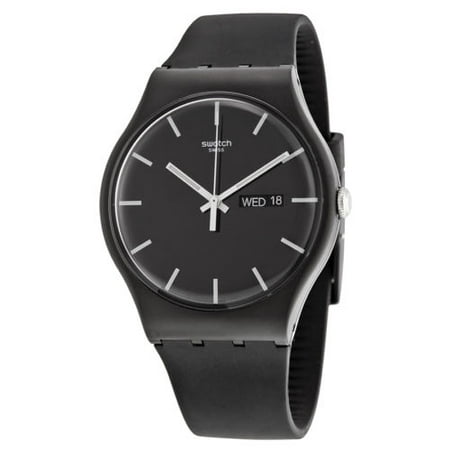 Swatch Originals Black Dial Silicone Strap Men's Watch SUOB720