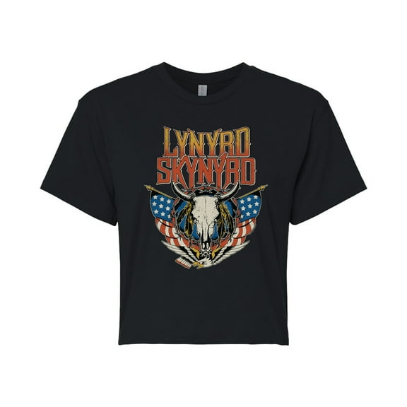 Lynyrd Skynyrd - Americana Steer Skull - Juniors Cropped Cotton Blend T-Shirt