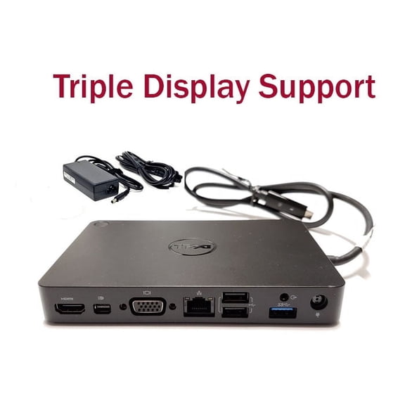 Restored DELL WD15 USB -C Triple Display Docking Station 4K With Power adapter (Refurbished)