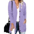 thumbnail image 2 of Fiaer Womens Casual Long Knit Cardigan Sweaters Loose Button Down V-Neck Long Sleeve Trendy Tops With 2 Pockets Purple M, 2 of 4