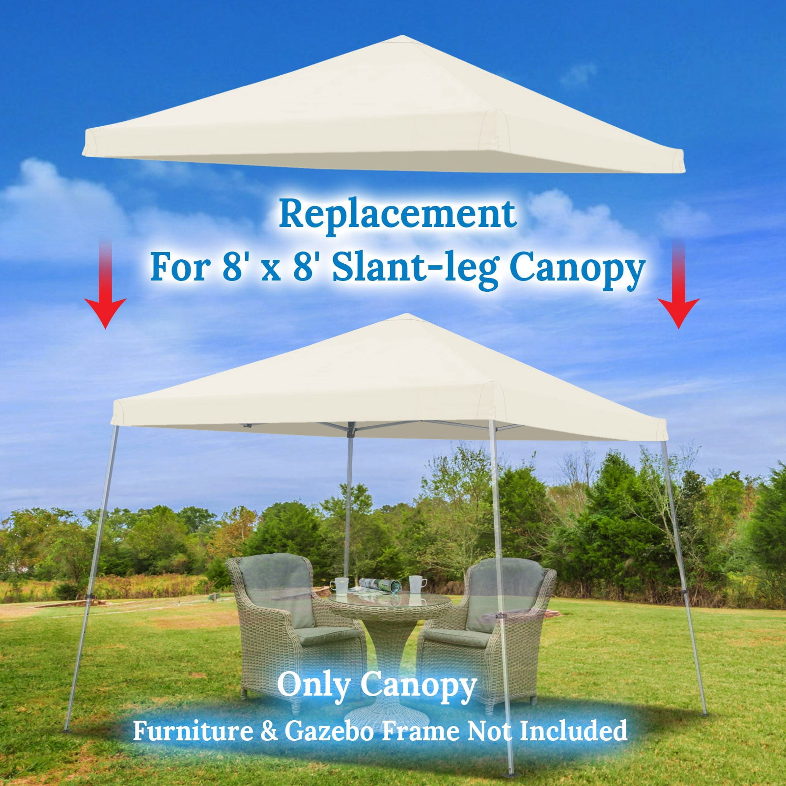 ALUVIERA Canopy Cover for Pop UP Tent Slant Leg Frame(ECRU)