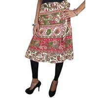 Mogul Women's Wrap Around Skirt Animal Print Knee Length Cotton Skirts