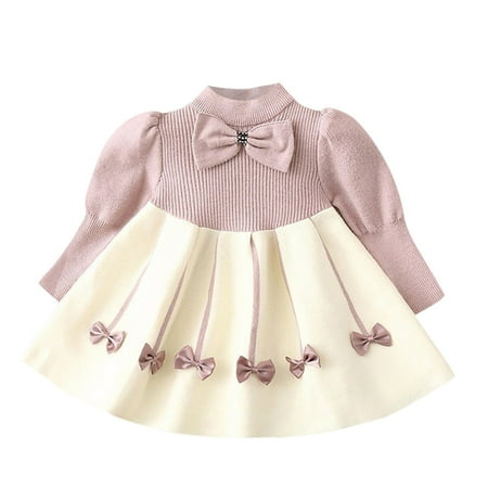 

Smocked Dresses for Baby Girls Fall Dinosaur Toddler Dress Kids Toddler Child Baby Girls Long Sleeve Patchwork Bowknot Sweater Princess Dress Outfits Fall Dress Girls Size 10 T Shirt