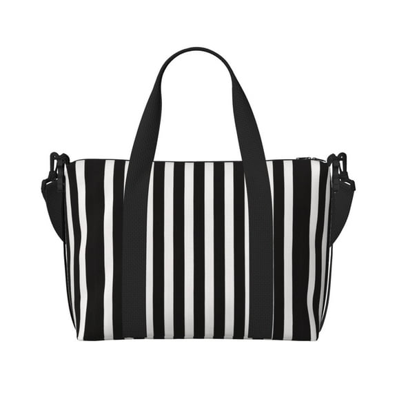 Travel Duffel Bag Black And White Stripes Sports Tote Gym Carry On Bag Overnight Crossbody Bag For Women Men