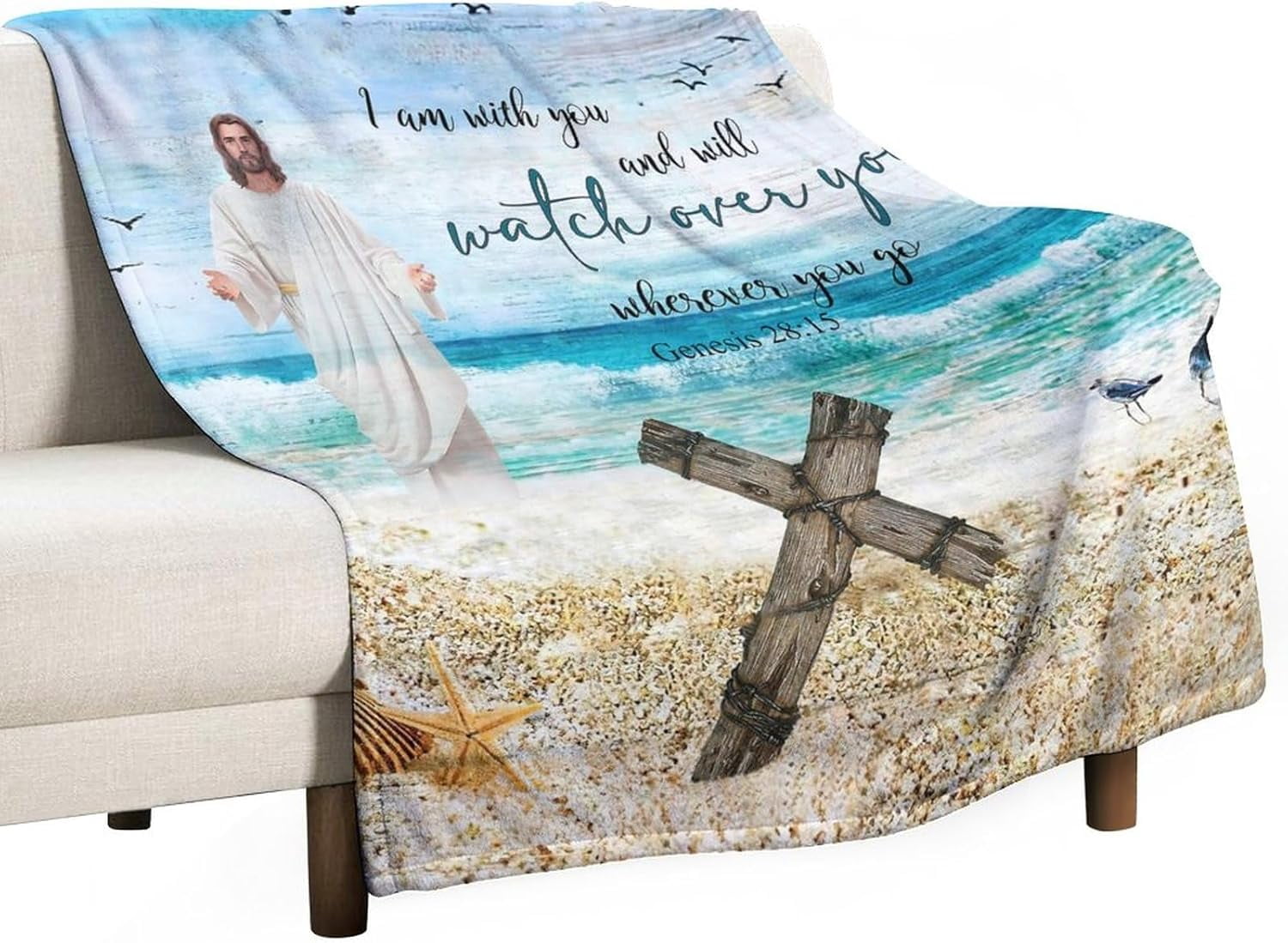 Christian Jesus Blanket Christian Gifts for Women & Men Religious Cross Throw Blanket Jesus Blanket for Kids Adults Soft Warm Cozy Fleece Blanket for Couch Sofa \u200bBed 60""x80""