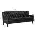 thumbnail image 3 of Mid-Century Modern 3 Seats Faux Leather Sofa Button Tufted Couch For Living Room Office Apartment, 3 of 6