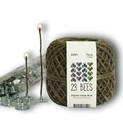100% Organic Hemp Candle Wick + Wick Sustainer Tabs, 23 Bees, 200ft(Thick) x 200pcs