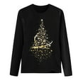 thumbnail image 2 of Honeeladyy Ladies Fashion Casual Christmas Print Round Neck Loose Long Sleeve Top, 2 of 5