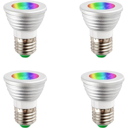 3W RGBW LED Bulbs (4 - Pack) RGB Color Changing Spotlight with IR Remote Control 16 Colors Chan RGB Daylight White,E26 Base,90 Degree Beam Angle, AC85-265V