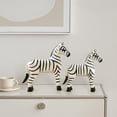 thumbnail image 6 of Set of 2 Wooden Zebra Statues – Hand-Carved Animal Figurines for Living Room Tabletop Home Decor Accents, 6 of 9