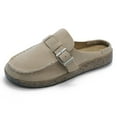 thumbnail image 1 of Zodanni Womens Slip On Mules Shoes Backless Loafers Flats Closed Toe Outdoor Indoor Slippers Beige 7, 1 of 8