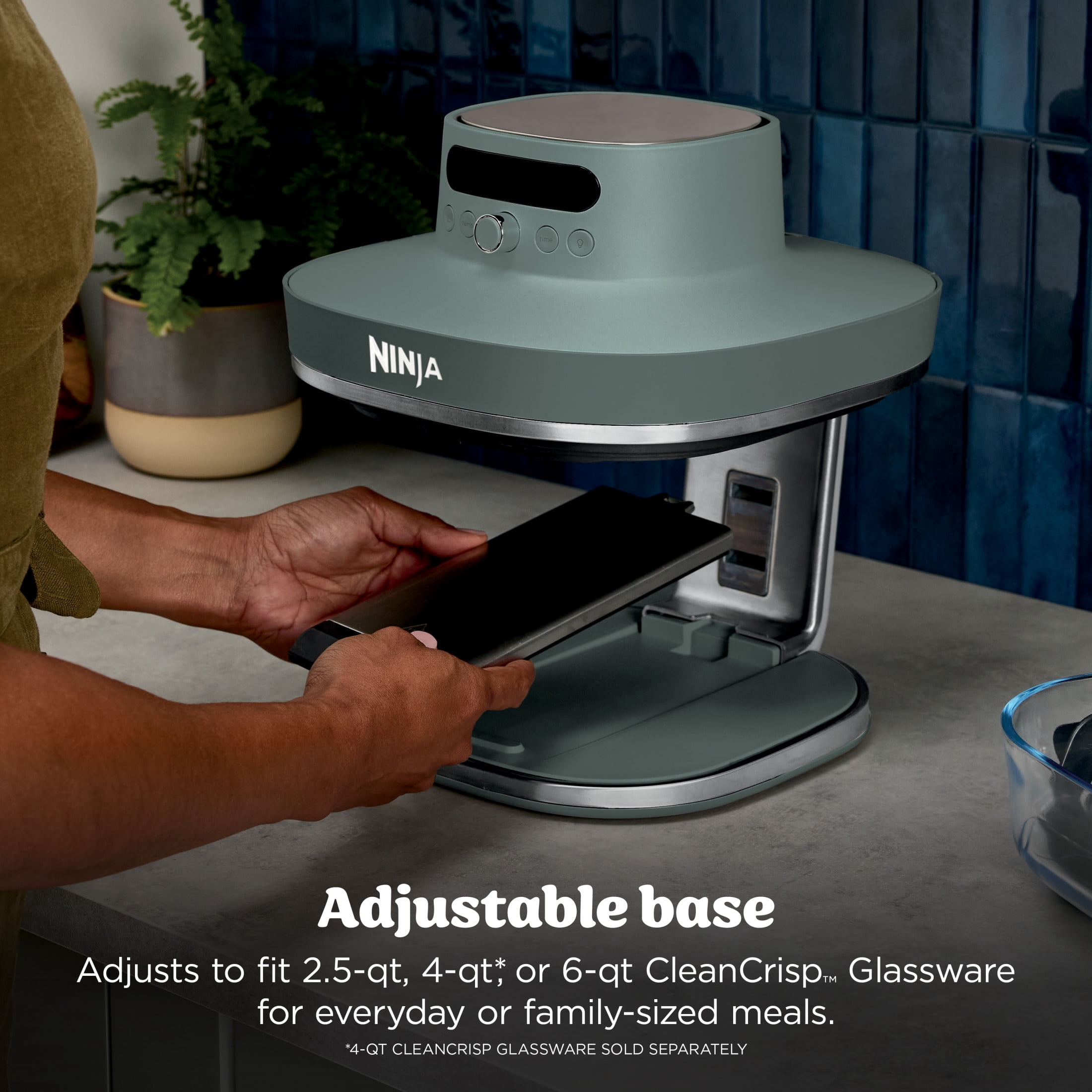 Ninja Crispi Pro Glass Air Fryer 6-Qt & 2.5-Qt, 6-in-1, Air Fry, Bake, Dehydrate, Dishwasher Safe, AS101DG Gray