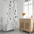 thumbnail image 2 of Extra Long Shower Curtain 72x84 inch Length Ink Blue Floral Shower Curtain,Blue and Red Shower Curtains Sets for Bathroom,Modern Minimalist Art Bath Curtain,Waterproof Fabric with Hooks, 2 of 6