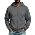 thumbnail image 2 of MXALUOB Full Zip Hoodies for Men Solid Color Classic Fit Sweatshirt Long Sleeve Drawstring Outerwear Fall Winter Daily Casual Wear, 2 of 7