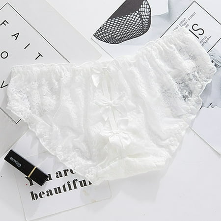 

〖TOTO〗Intimates For Women Plus Size Lace Hollow Bowknot Low Waist Briefs Panties Underwear