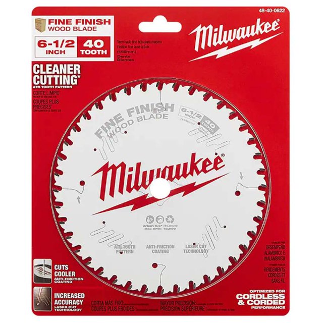 48-40-0622 - SAW BLADE 6.5IN 40T FINE FINISH WOOD CUTTING CIRCULAR BLADE