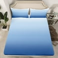 thumbnail image 2 of Feelyou Modern Blue Gradient Queen Sheet Sets for Adult, Chic Art Abstract Flat Sheet, Simple Fashion Theme Queen Fitted Sheet, Lightweight Room Decor, 4pcs, 2 of 7