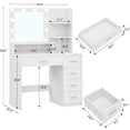 thumbnail image 6 of Quimoo Makeup Vanity Desk with Mirror & Lights, Vanity Desk with 5 Drawers & Storage Shelves, Vanity Table, 3 Color Modes & Adjustable Brightness Dressing Table, Bedroom, White, 6 of 7
