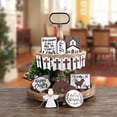 thumbnail image 5 of HongHeng Easter Tiered Tray Decor Easter Table Wooden Sign Decorations He is Risen Cross Tabletop Farmhouse Decor for Easter Kitchen Home Party Holiday, 5 of 8