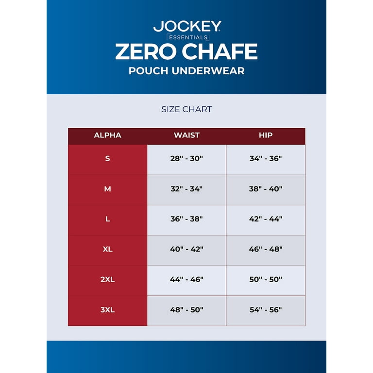 Jockey underwear size chart deals