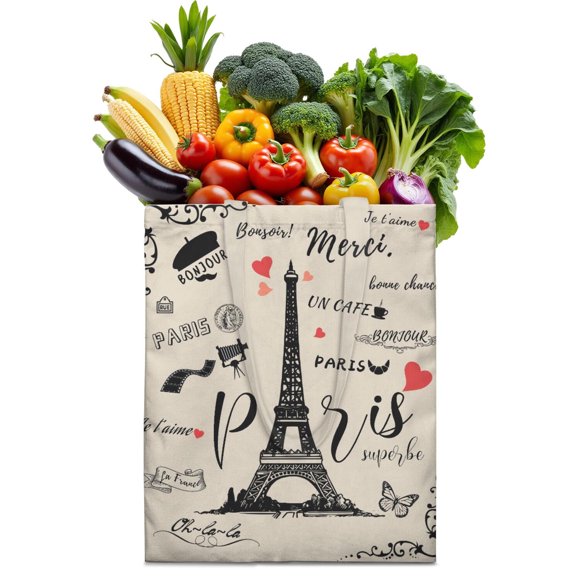 Sac Fourre-Tout en Toile d'Aventure de Voyage – Style Vintage Paris pour la Plage et les Voyages des Femmes