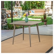 Outdoor Square Wood Table with Straight Legs, Gray