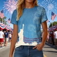 thumbnail image 6 of felwors Women's Casual Patriotic Graphic T-Shirt – USA Flag, Eagle, Statue of Liberty & Fireworks Print, Short Sleeve Crew Neck Tee for 4th of July Events (Blue, L), 6 of 8
