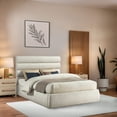 thumbnail image 2 of Meridian Furniture Adam Cream Boucle Fabric Queen Bed, 2 of 10