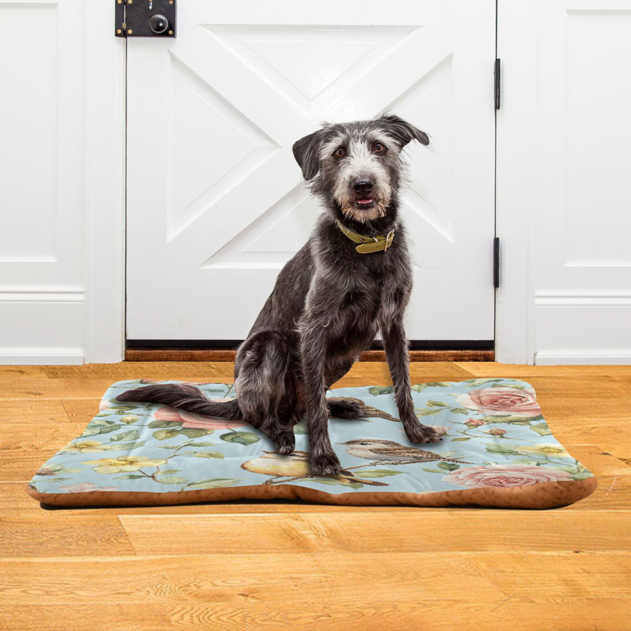Qxltty Rose Sparrow Drawing Ped Pad Wear-resistant and Hard to Bite Through Sleeping Pad for Small Medium Large Dogs Winter Pet Bed 36×24in