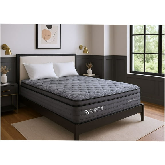 JERFIT 14" California King Hybrid Mattress, Gray - Pocket Innerspring with Memory Foam, Plush Support, Motion Isolation, Cool Sleep, Bed-in-a-Box
