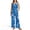 Blue Monstera Palm Leaves, variant on Crane Cherry Blossom Temple Print 2 Piece Outfit Sets for Women Cotton Linen Summer Crop Tank Top and Long Pants Lounge Sets Tracksuit Matching Set Resort Wear, Size M