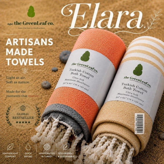 ELARÁ | Organic set of 2 Towel with AIRDROP Tech The Greenleaf co. Organic Cotton Bath Towel Set, 2-Pack, 30x60 in, 320 GSM