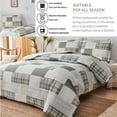 thumbnail image 2 of Beartech Quilt Set Twin Size Stripe Plaid Bedspread Coverlet Grey White Patchwork Bedding Lightweight Reversible Microfiber Quilt, 2 of 8