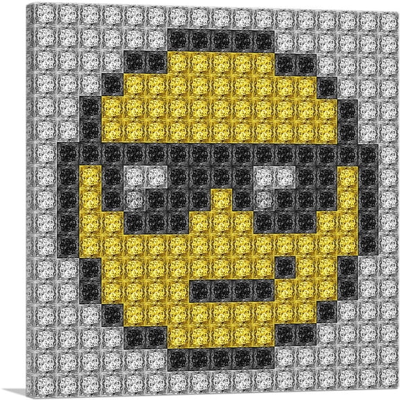 ARTCANVAS Emoticon Sunglasses Smiley Face Jewel Pixel Canvas Art Print - Size: 12" x 12" (0.75" Deep)