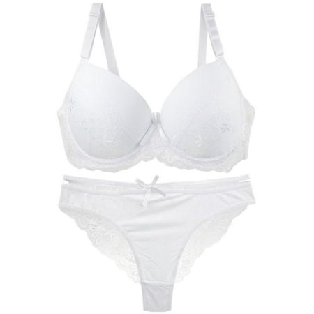 Pavied Bikini Sets for Women Push Up Bras for Women Women Bra And Panty Sets Lace 2 Piece Bra And Thong Set Underwire Bra Seamless Underwear Women S Underwear And Bras White 75C