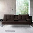 thumbnail image 3 of Vineego Couch Relax Modern Wood Convertible Folding and Futon Sofa Bed with 2 Cup Holder, Brown, 3 of 3