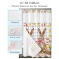 thumbnail image 4 of No Hook Shower Curtain with Snap-in Liner, Easter Bunny Eggs Waterproof Fabric Bathroom Curtains, Spring Tulips Rustic Rabbits Grey Plaid Bath Curtains & Mesh Top Window 72"x84" Long, 4 of 9