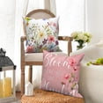 thumbnail image 3 of Spring Pink Floral Throw Pillow Covers 18x18 Set of 4,Hummingbird Flower Decorative Pillow Cases for Bedroom Sofa Couch, 3 of 6