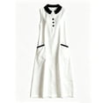 thumbnail image 6 of ClodeEU Women's Sleeveless Peter Pan Collar Contrast Trim Midi Dress, Casual A-Line Sundress with Pockets White,Women's Plus XL, 6 of 6
