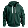 thumbnail image 5 of Men's Zip Up Hoodies Adjustable Drawstring Solid Hooded Jacket Fall Winter Lightweight Causal Athletic Jacket, M, 5 of 5