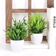 thumbnail image 2 of Artificial Plants Mini Fake Potted Plants, 8 pcs Small Eucalyptus Potted Faux Decorative Grass Plant with White Pot for Home Decor, Indoor, Office, Desk, Shelf, Table Decoration, 2 of 5